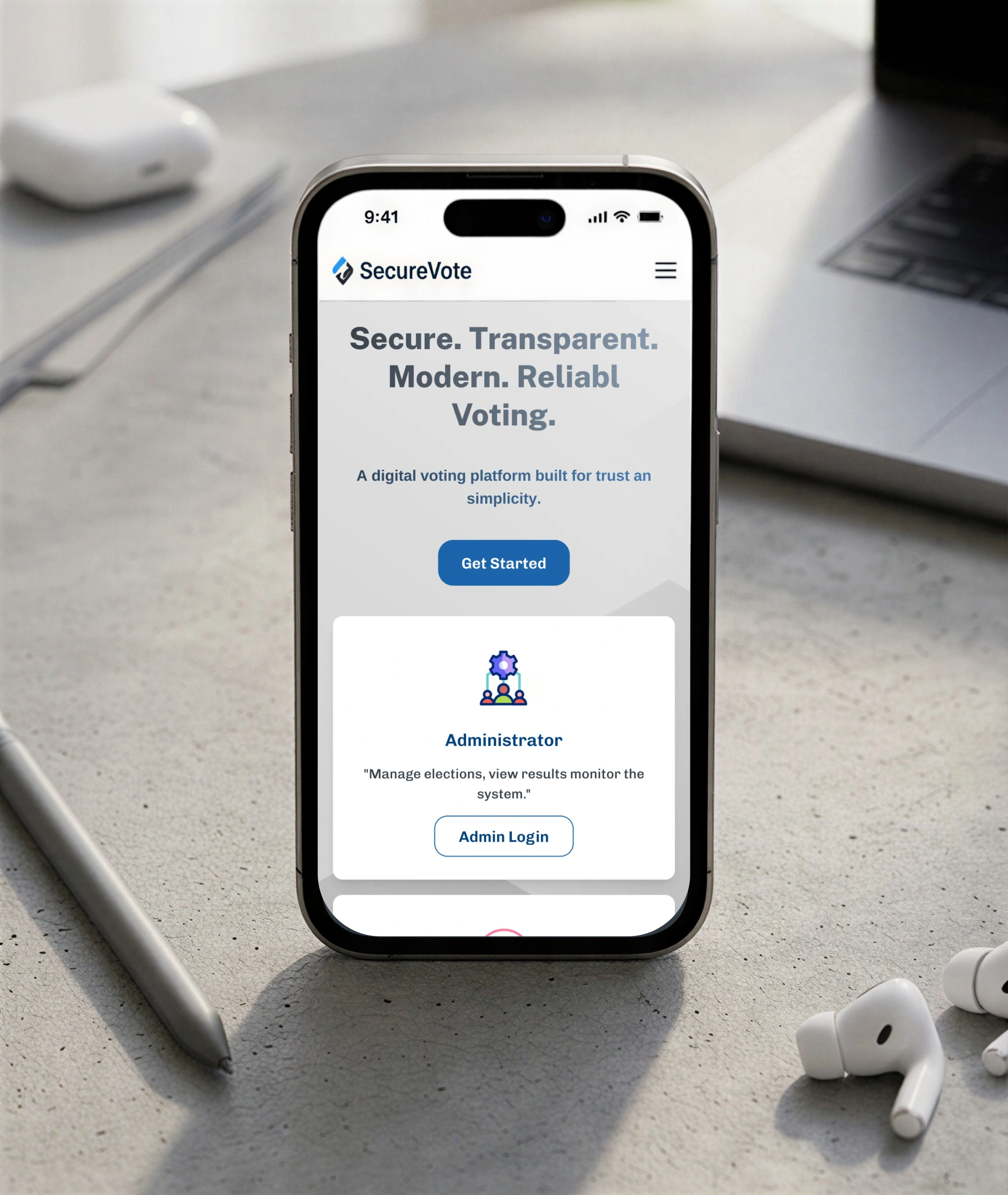 SecureVote shown on a phone